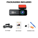Aprilboy 4K WIFI Dash Cam 2160P Car DVR Support front & rear lens Auto Car Camera with Night Vision G-Sensor 24H Parking Monitor