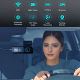 Aprilboy 4K WIFI Dash Cam 2160P Car DVR Support front & rear lens Auto Car Camera with Night Vision G-Sensor 24H Parking Monitor
