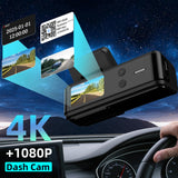 Aprilboy 4K WIFI Dash Cam 2160P Car DVR Support front & rear lens Auto Car Camera with Night Vision G-Sensor 24H Parking Monitor
