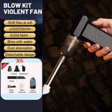 Violent Fan 400000RPM Powerful Air Blower Vacuum Dust Cleaner Type-C Charging Strong Winds 53m/s Brushless Turbo Jet Blower ﻿