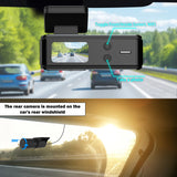 Aprilboy 4K WIFI Dash Cam 2160P Car DVR Support front & rear lens Auto Car Camera with Night Vision G-Sensor 24H Parking Monitor