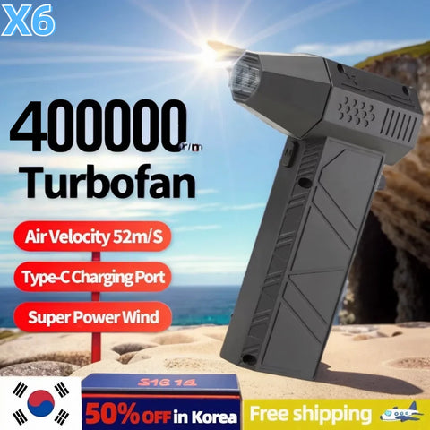 Violent Fan 400000RPM Powerful Air Blower Vacuum Dust Cleaner Type-C Charging Strong Winds 53m/s Brushless Turbo Jet Blower ﻿